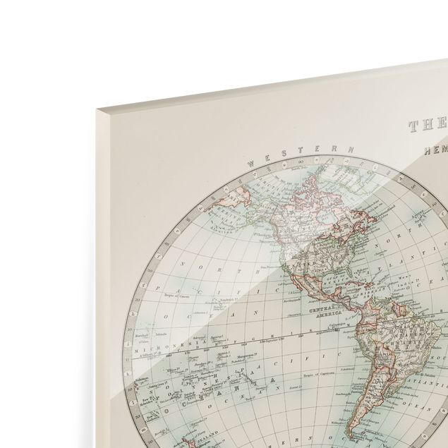 Wohndeko Typo Vintage Weltkarte Die zwei Hemispheren