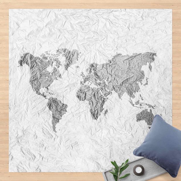 Wanddeko Flur Papier Weltkarte Weiß Grau