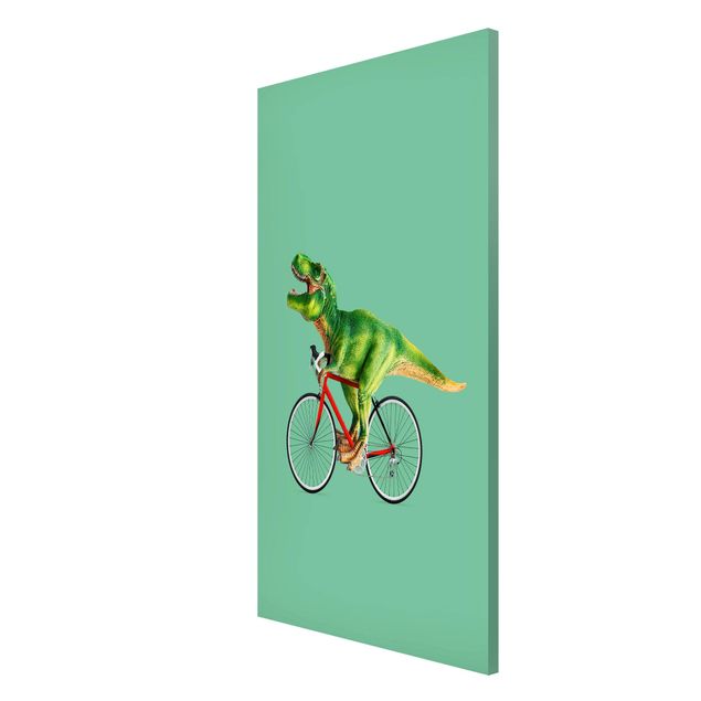 Wanddeko Esszimmer Dinosaurier mit Fahrrad