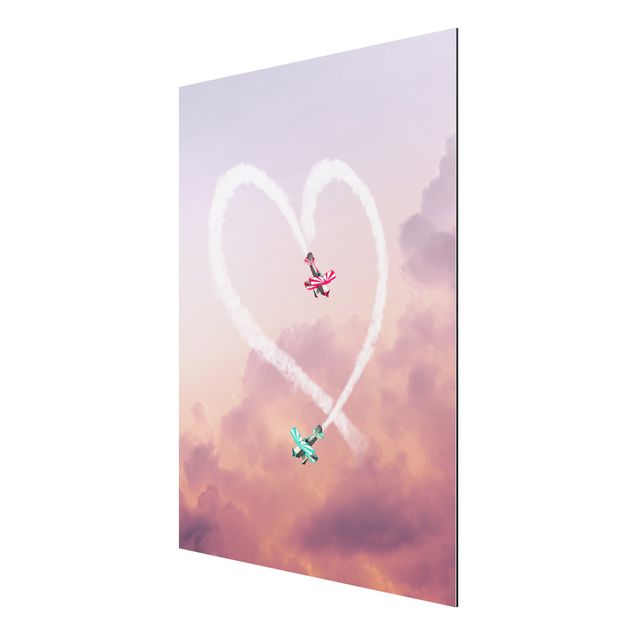 Wanddeko Esszimmer Herz mit Flugzeugen
