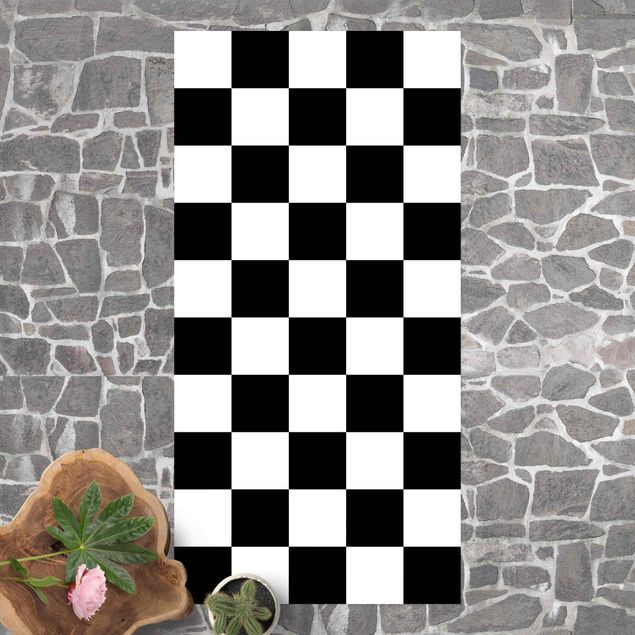 Wanddeko Esszimmer Geometrisches Muster Schachbrett Schwarz Weiß