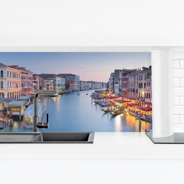 Küchenrückwand Folie selbstklebend Skyline Abendstimmung auf Canal Grande in Venedig