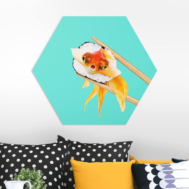 Küchen Deko Sushi mit Goldfisch