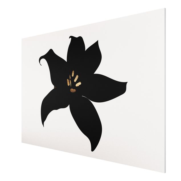 Wanddeko Schlafzimmer Grafische Pflanzenwelt - Orchidee Schwarz und Gold