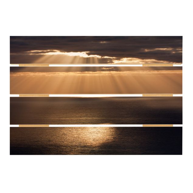 Wanddeko Esszimmer Sonnenstrahlen über dem Meer