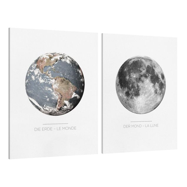 Wanddeko Esszimmer Mond und Erde