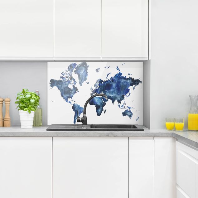 Küche Dekoration Wasser-Weltkarte hell