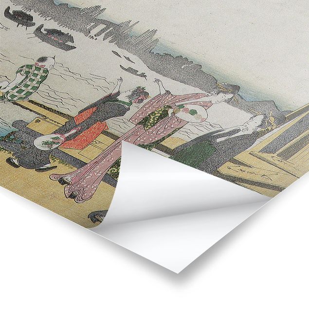 Wanddeko Treppenhaus Katsushika Hokusai - Ein kühler Abend in Ryogoku