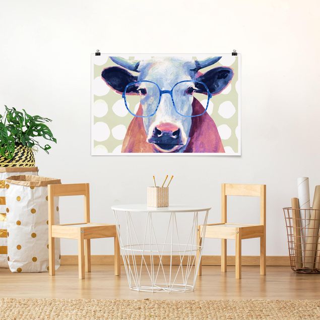 Wanddeko Büro Bebrillte Tiere - Kuh