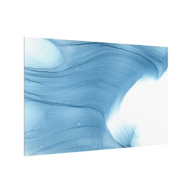 Wanddeko Abstrakt Meliertes Mittelblau