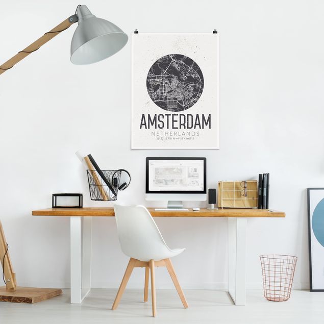 Wanddeko Flur Stadtplan Amsterdam - Retro