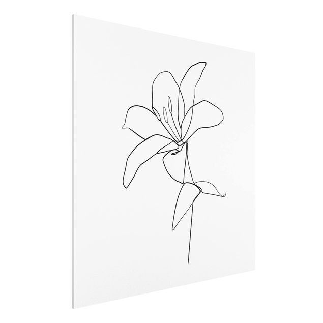 Wanddeko Blume Line Art Blüte Schwarz Weiß