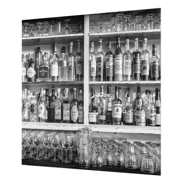 Glas Spritzschutz - Bar Schwarz Weiß - Quadrat - 1:1
