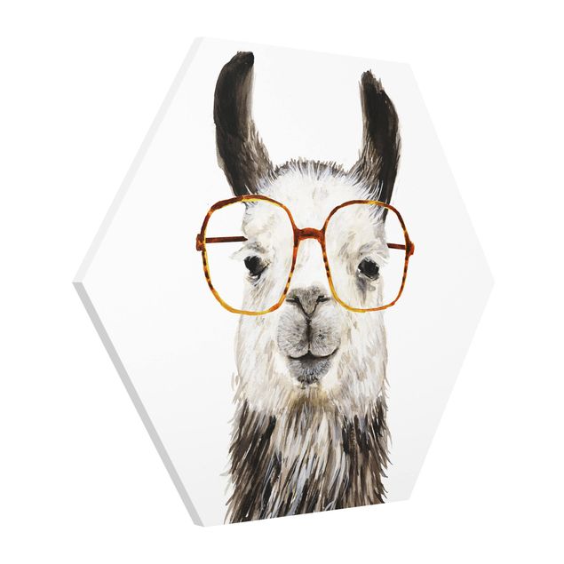 Wanddeko Esszimmer Hippes Lama mit Brille IV