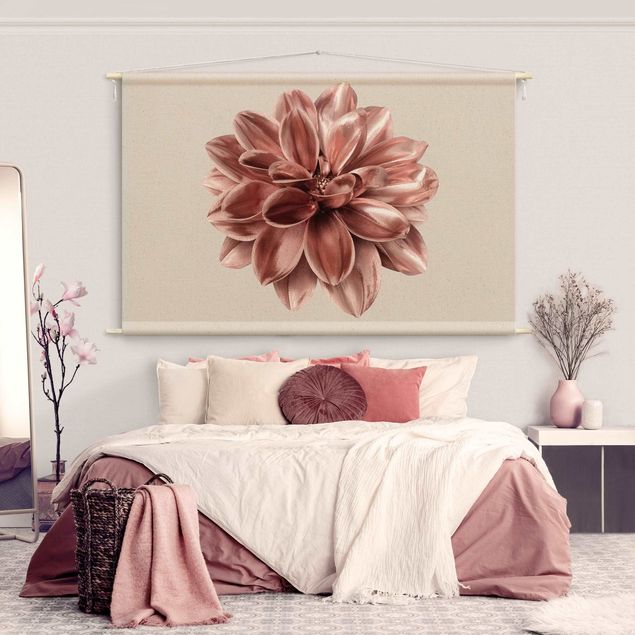 Wanddeko Schlafzimmer Dahlie Blume Rosegold Metallic
