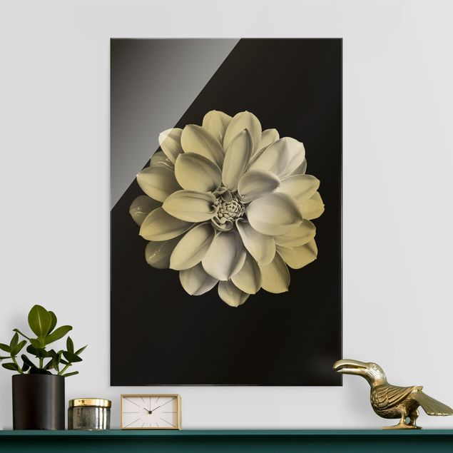 Wanddeko Blume Dahlie Schwarz Weiß