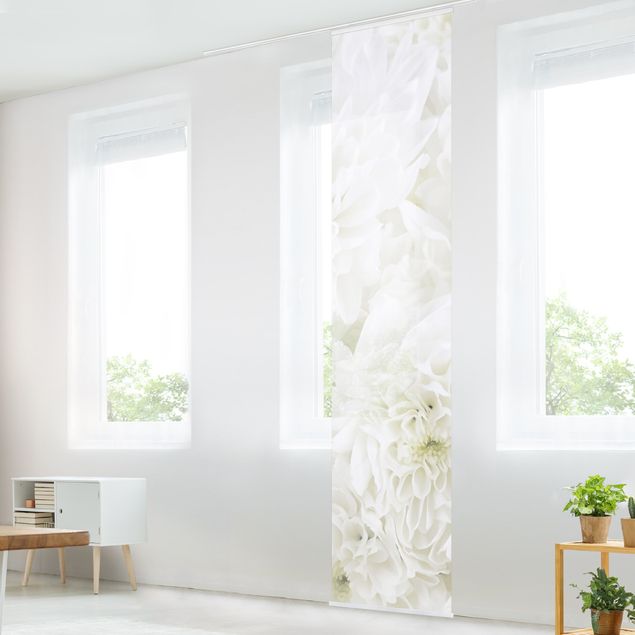 Wanddeko Wohnzimmer Dahlien Blumenmeer weiß