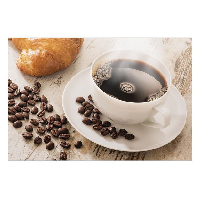 Wanddeko Praxis Dampfende Kaffeetasse mit Kaffeebohnen