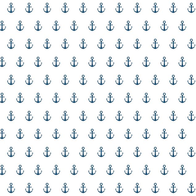 Wanddeko Büro Maritimes Anker Monogramm Muster in blau auf weiss