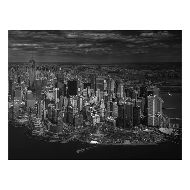 Wanddeko schwarz-weiß New York - Manhattan aus der Luft
