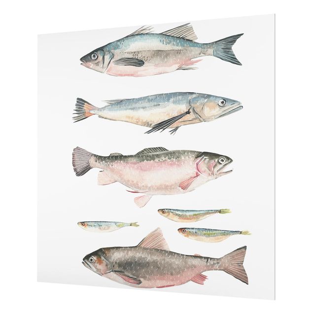 Wanddeko Fische Sieben Fische in Aquarell I