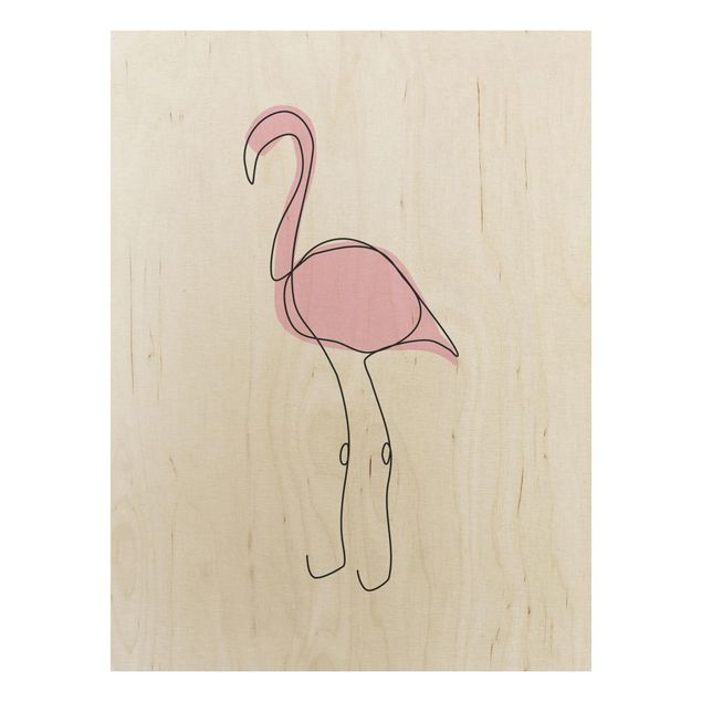 Wanddeko Mädchenzimmer Flamingo Line Art