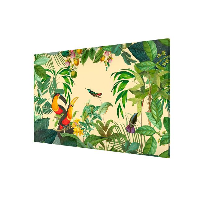 Wanddeko Flur Vintage Collage - Vögel im Dschungel