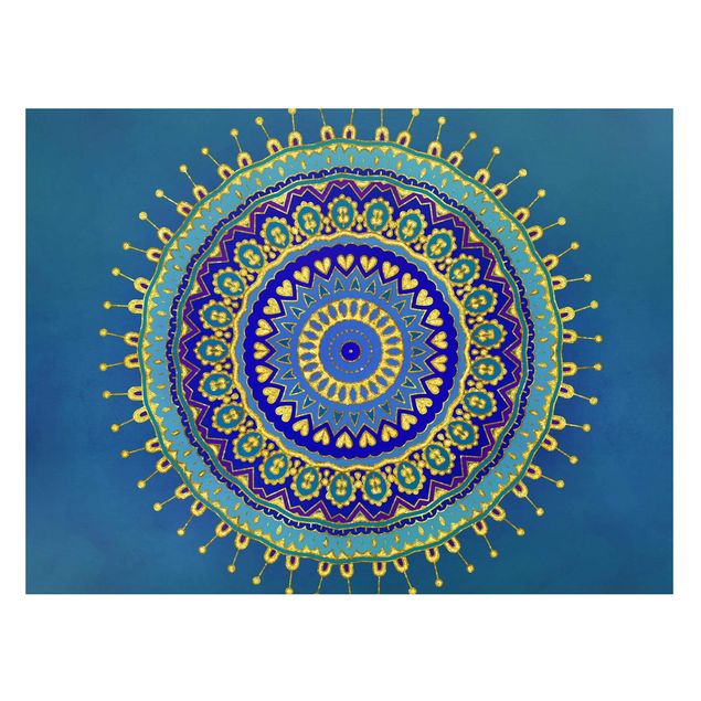 Wanddeko Flur Mandala Blau Gold