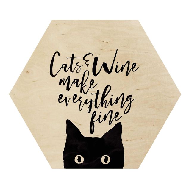 Wanddeko Praxis Cats and Wine make everything fine