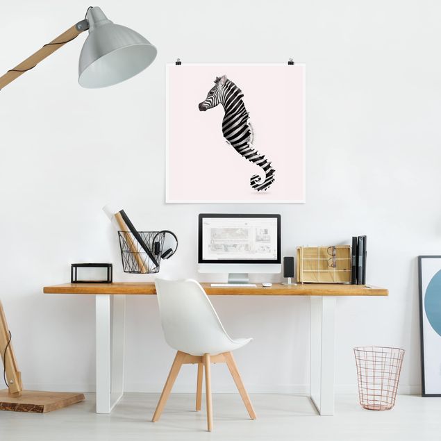 Wanddeko Küche Seepferdchen mit Zebrastreifen