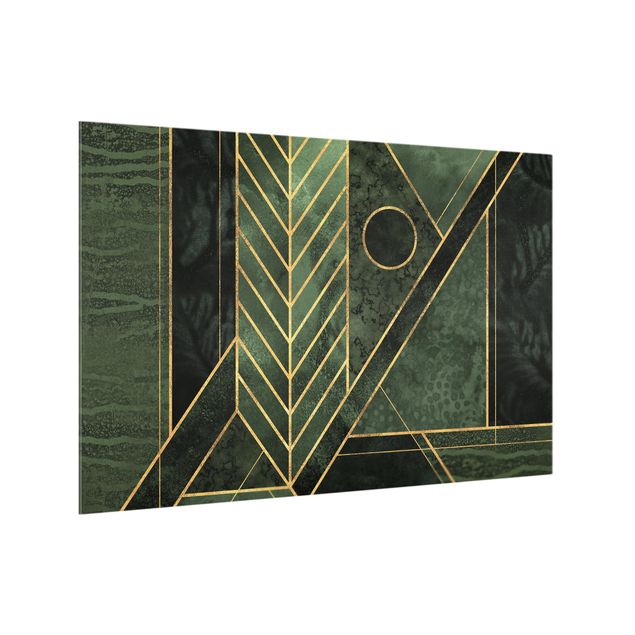 Wanddeko Geometrisch Geometrische Formen Smaragd Gold