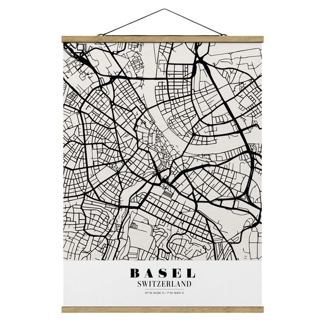 Wanddeko Esszimmer Stadtplan Basel - Klassik