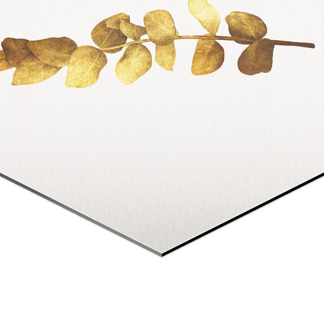 Wanddeko Büro Gold - Tropische Blätter Set II