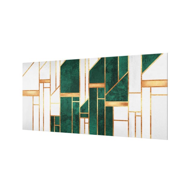 Wanddeko Abstrakt Emerald und Gold Geometrie