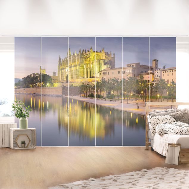 Wanddeko Wohnzimmer Catedral de Mallorca Wasserspiegelung