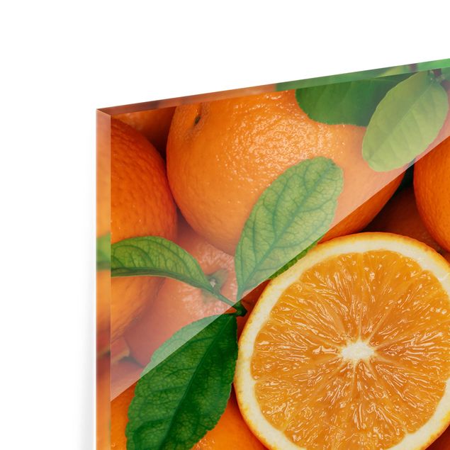 Glasrückwand Küche Saftige Orangen