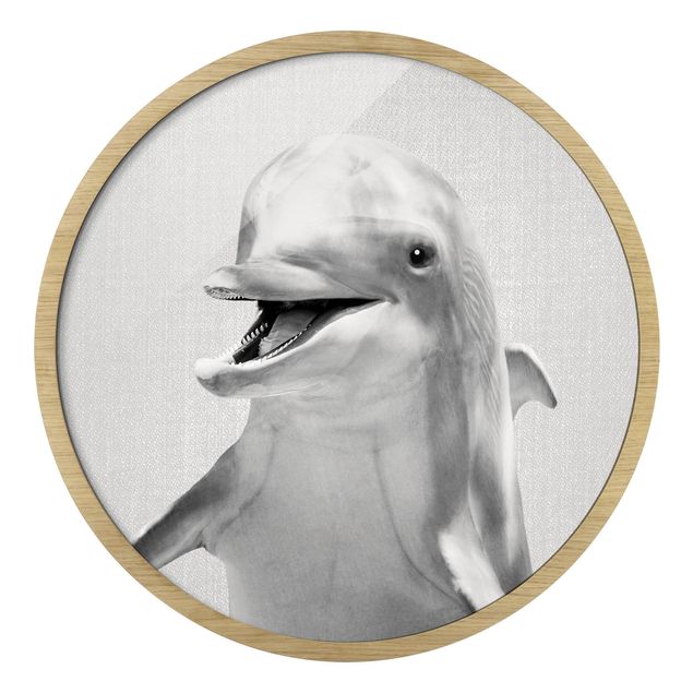 Wanddeko Büro Delfin Diddi Schwarz Weiß
