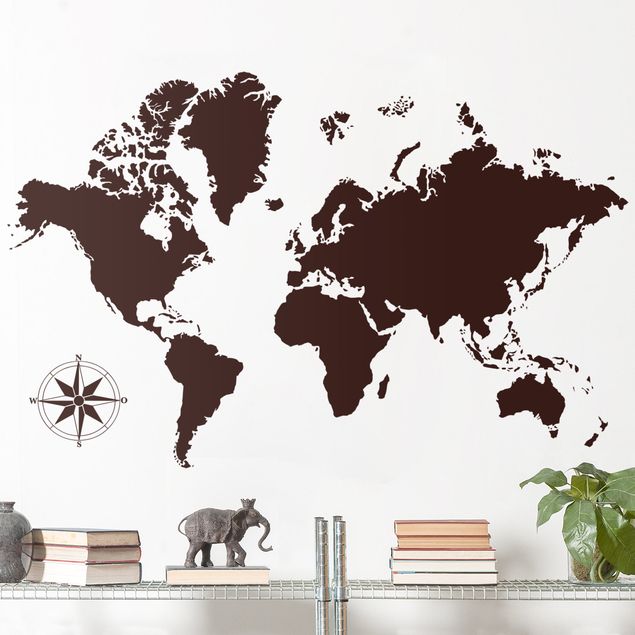 Wanddeko Wohnzimmer Detaillierte Weltkarte