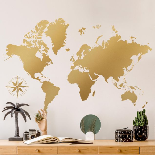 Wanddeko Esszimmer Detaillierte Weltkarte