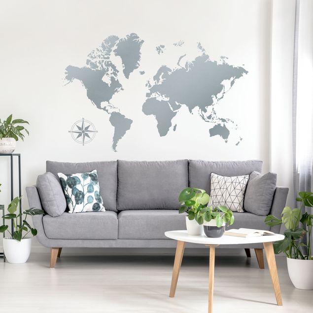 Wanddeko Flur Detaillierte Weltkarte