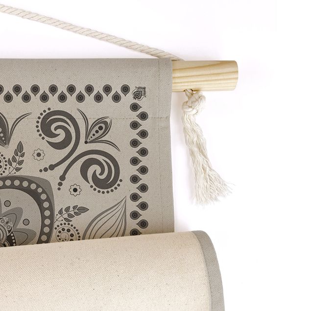 Wanddeko Esszimmer Detailliertes Boho Muster in Grau