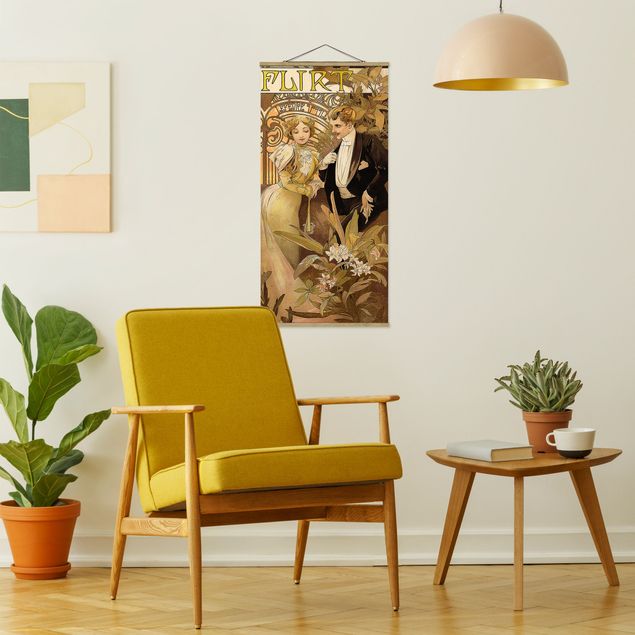 Wanddeko gelb Alfons Mucha - Werbeplakat für Flirt Biscuits