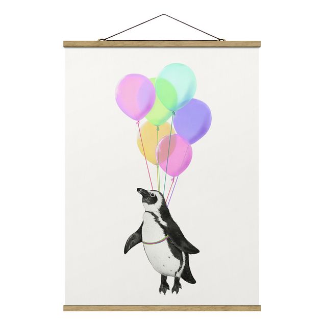 Wanddeko Flur Illustration Pinguin Pastell Luftballons