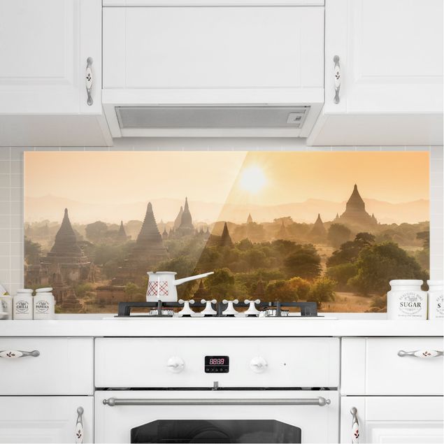 Wanddeko Küche Sonnenuntergang über Bagan