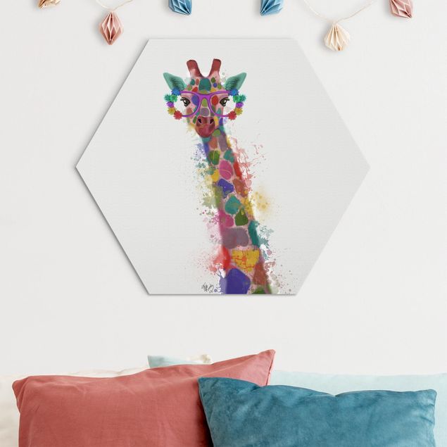Wanddeko bunt Regenbogen Splash Giraffe