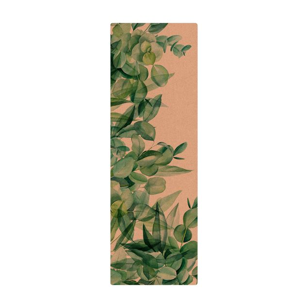 Wanddeko Praxis Dickicht Eukalyptusblätter Aquarell