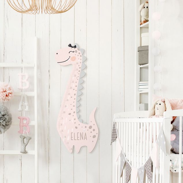 Wanddeko Babyzimmer Dino Mädchen Pastell mit Wunschname