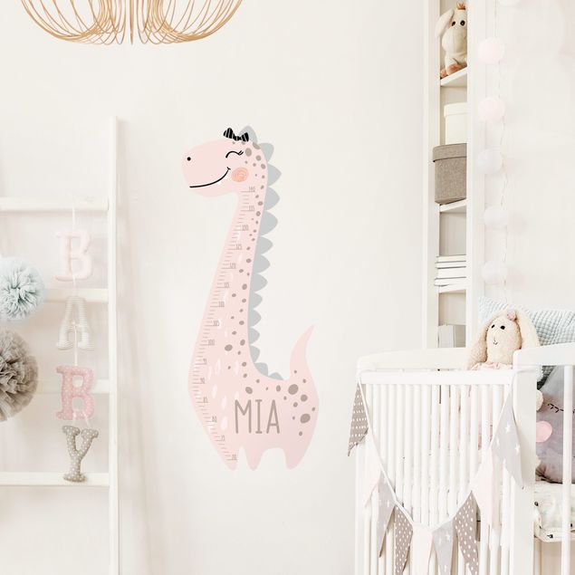 Wanddeko Babyzimmer Dino Mädchen Pastell mit Wunschname