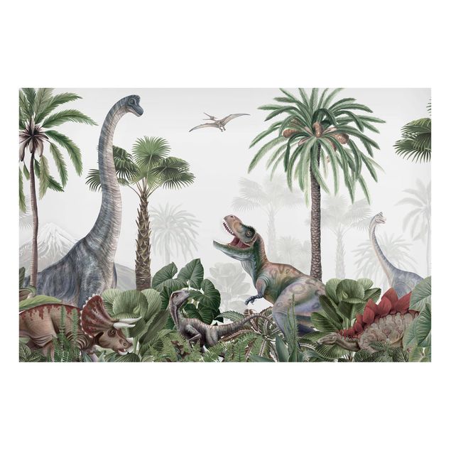 Wanddeko grün Dinosauriergiganten im Dschungel
