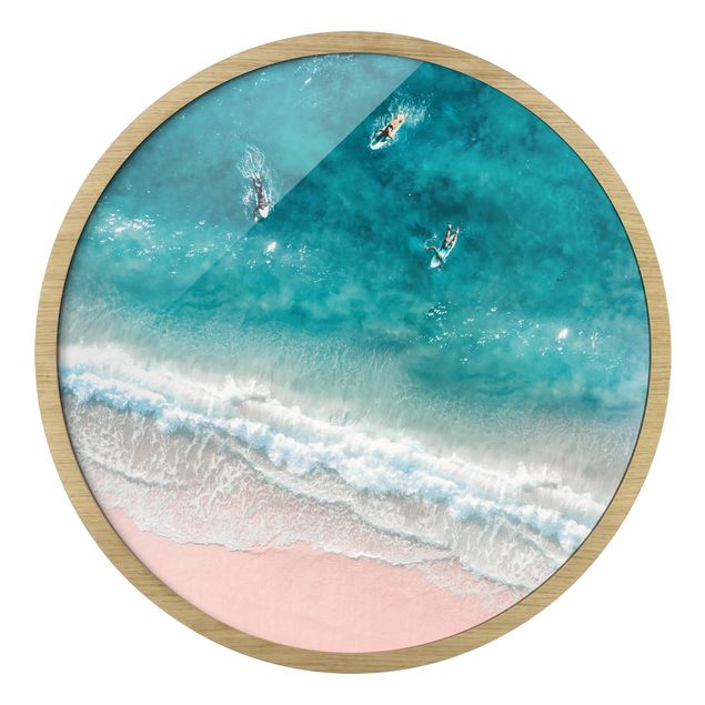 Wanddeko Büro Drei Surfer paddeln zum Ufer